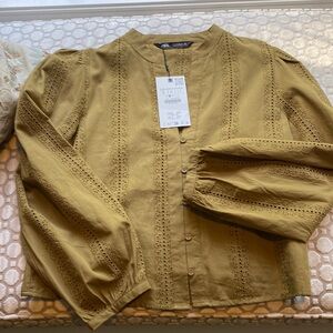Zara Black Button-Up Blouse Small NWT